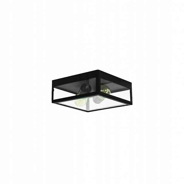 Stropní Svítidlo Lidio Černé IP44 E27 Led Hliník Sklo