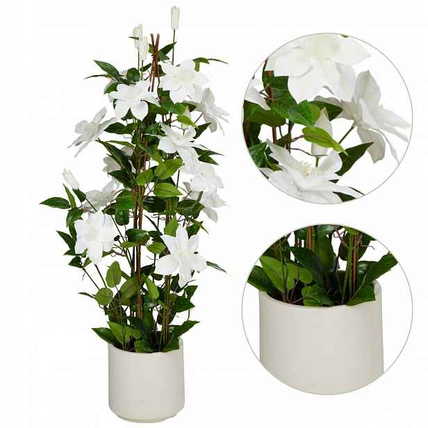 Umělá Rostlina Clematis bílá 98 cm Stromek V Květináči dekorace do Interiéru