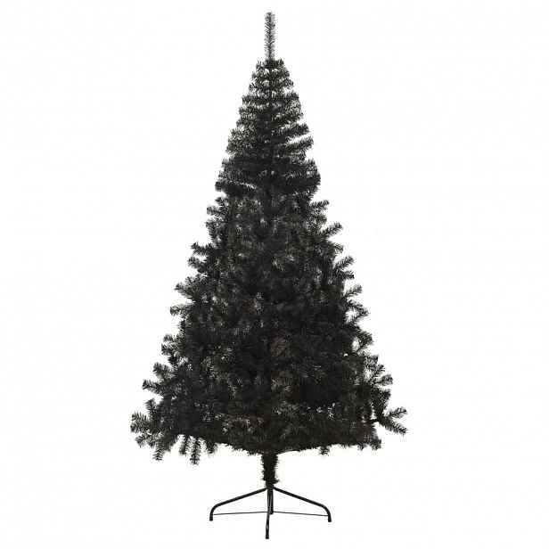 Umělý vánoční stromek 240 cm černý, hustý a stabilní na stojanu