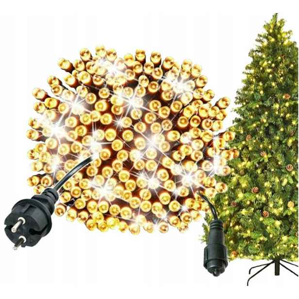 Vánoční Osvětlení Na Stromeček 1000 Led Venkovní Flash Efekty Teplá Bílá