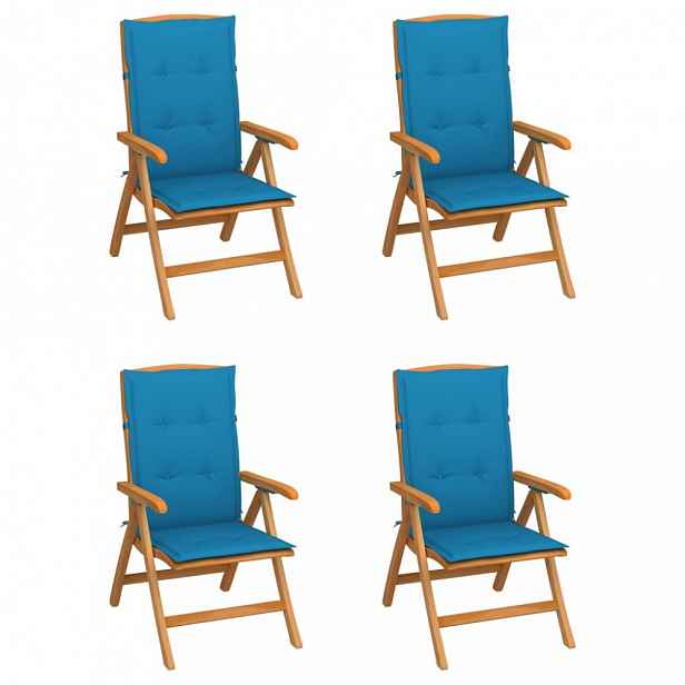 Zahradní židle 4 ks teak / látka Světle modrá