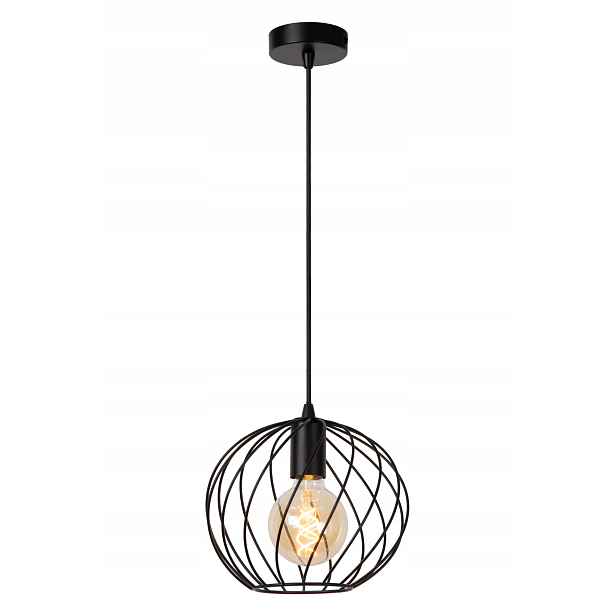 Závěsná lampa kovová černá drátěná koule 25 cm nad stůl ostrov bar Lucide