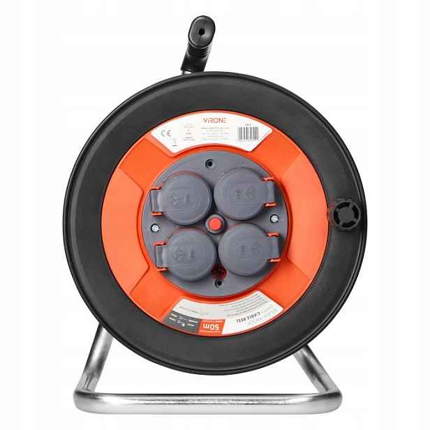 Odolný bubnový navíječ IP44 4x2P+Z 16A 230V, H05VV-F 3x1,5 mm2, 50 m