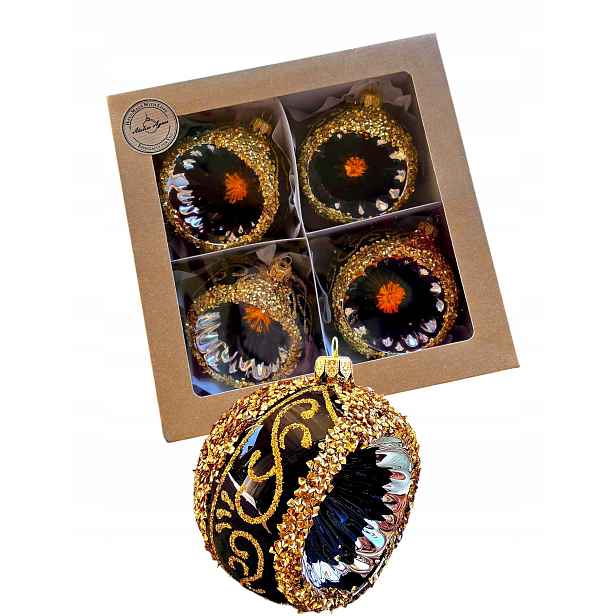 Vánoční Baňky s reflektorem Styl Prl retro Sada 10 cm 4 ks
