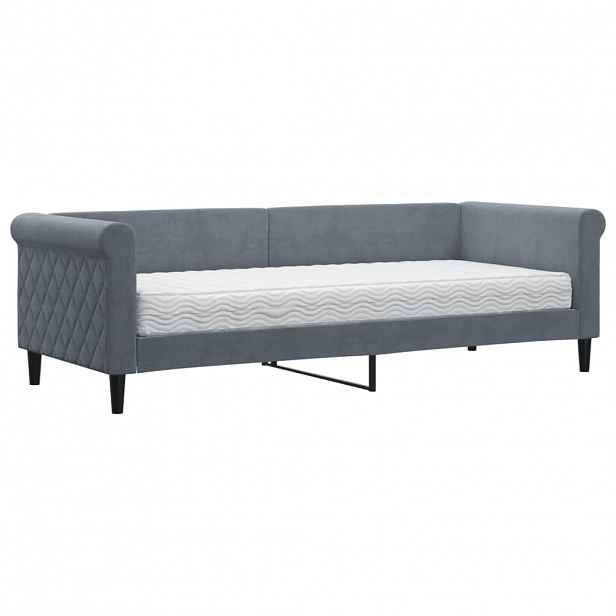 vidaXL Válenda s matrací tmavě šedá 80 x 200 cm samet