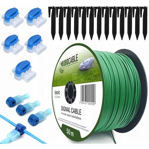 Kabel pro omezení robotické sekačky Sada 50 m Špendlíky Robocable