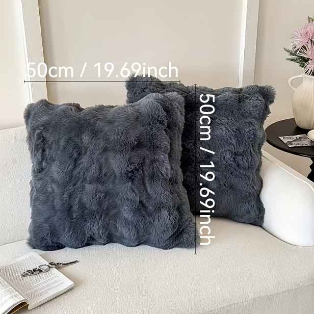 TEMU 1 ks Luxusní povlak na polštář z umělé vlny - Moderní styl, měkký nadýchaný potah na polštář, růžový, zapínání na zip. Elegantní moderní styl .