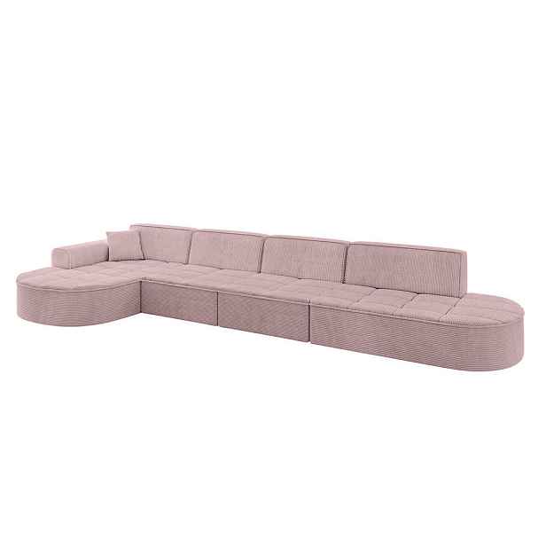 ALTDECOR ROHOVÁ SEDAČKA s otomanem, levá TARO-L3 413x171x79,5 Růžová Manšestr