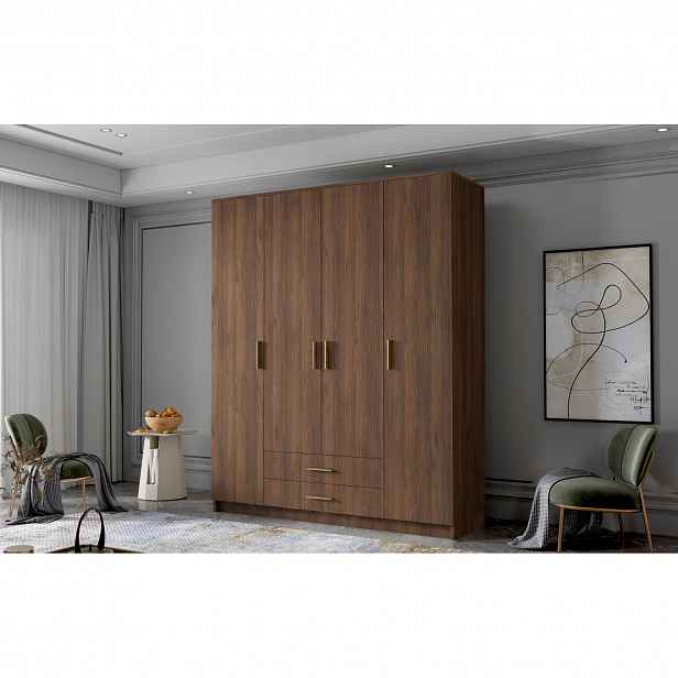 Šatní skříň ADA I 160 cm - ořech/zlaté úchytky