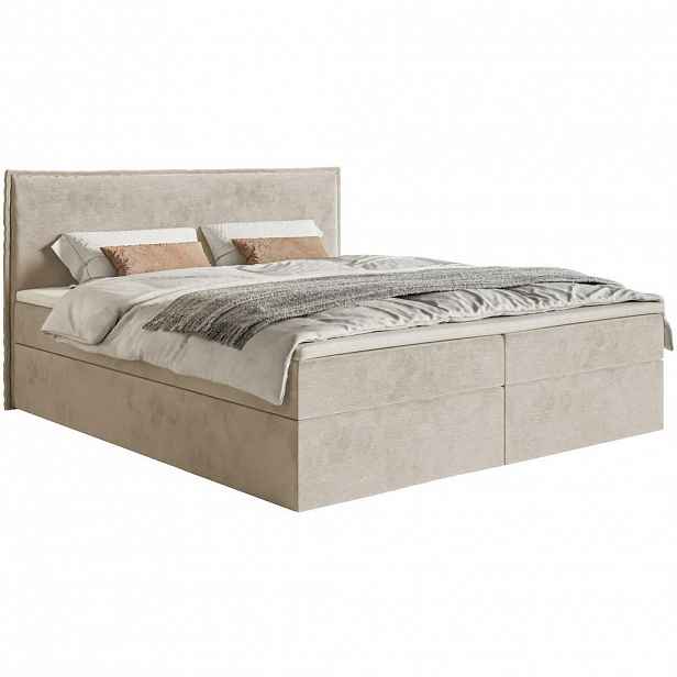 Selsey BOXSPRINGOVÁ POSTEL Softie béžová velur vodoodpudivý 160x200 cm
