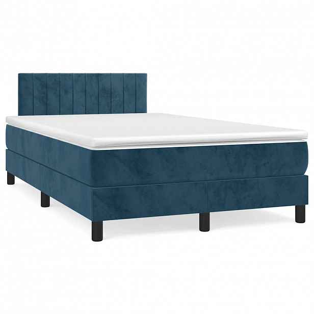 vidaXL Box spring postel s matrací tmavě modrá 120 x 200 cm samet