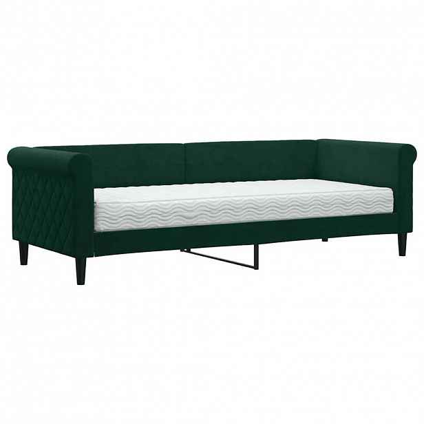 vidaXL Válenda s matrací tmavě zelená 80 x 200 cm samet