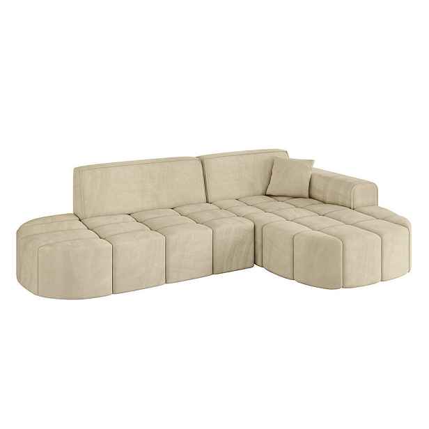 ALTDECOR ROHOVÁ SEDAČKA s otomanem, pravá LIVO-L1 252x173x79,5 Béžová Velur