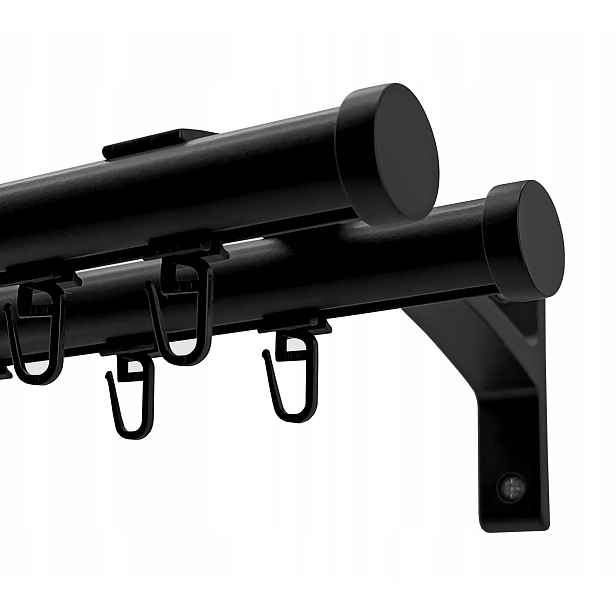 Dvojitá Garnýž hliníkový kolejnicový kabel 20+20 mm, černá krytka, 300 cm sponky