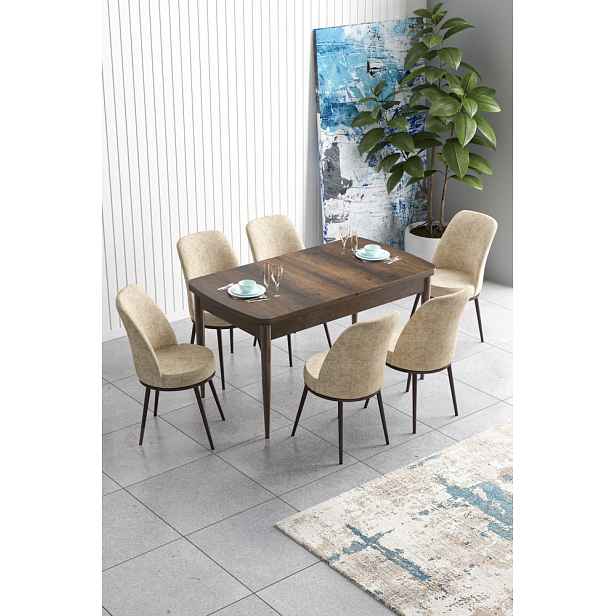 Extendable Dining Table & Chairs Set (7 Pieces) Han - Baroque, Cream