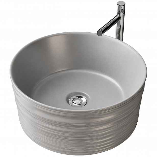 Koupelnové umyvadlo keramické šedé matné kulaté Ø 41 cm Loft