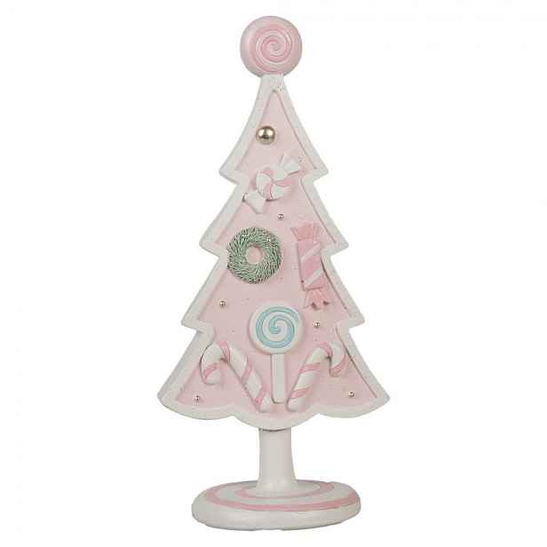 Pastelově růžová dekorace vánoční stromek Christmas Tree Pastello - 12*9*25 cm Clayre & Eef