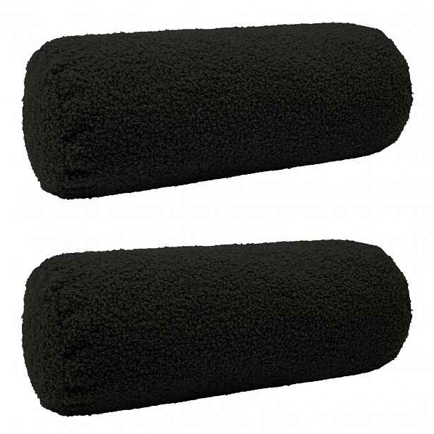 vidaXL Povlak na polštář 2 pcs HEERLEN Černá Ø 15 x 40 cm Bouclé