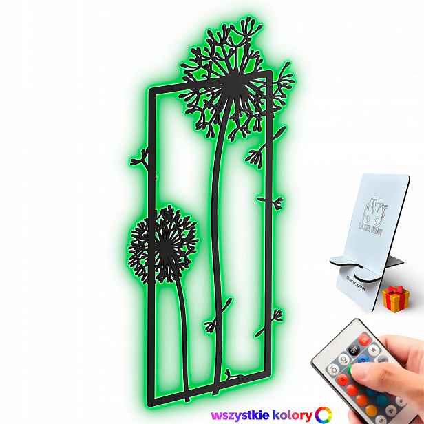 Dřevěný 3D obraz Pampeliška ve stylu loftu Nástěnný Dárek Noční Lampa Led
