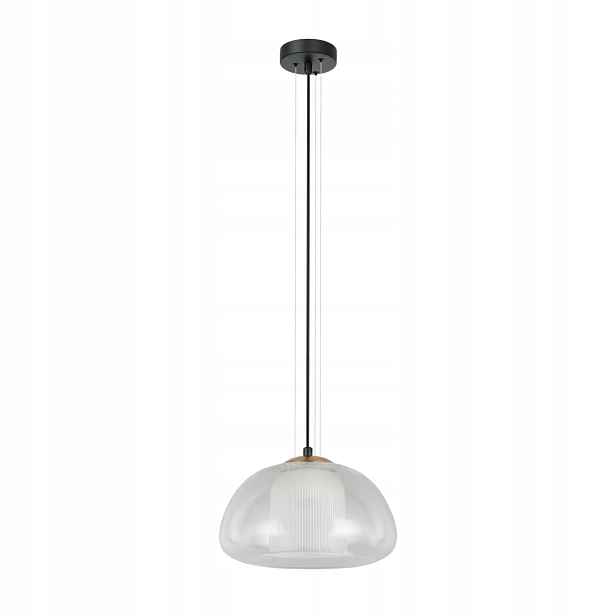 Závěsná lampa Italux Feder černá, dvojité skleněné stínítko E27 40W