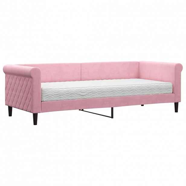 vidaXL Válenda s matrací růžová 80 x 200 cm samet