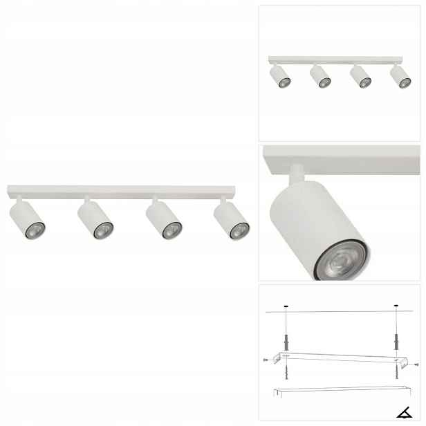 Bílá reflektorová lampa Zoom 4-bodová, moderní nástěnné osvětlení Sigma