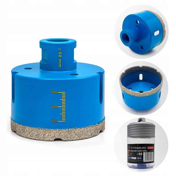 Korunkový Vrták s diamantovou korunkou 68 mm pro gres dlaždic vrták M14 Titanium