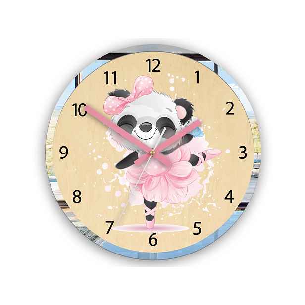 ModernClock Dětské nástěnné hodiny Mirro Panda 30 cm vícebarevné