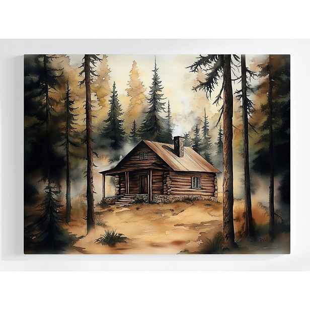 Plakát Krajina Les Domek Chatka Ustronie Klid 100x75