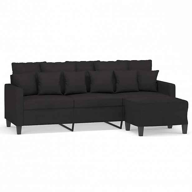 vidaXL 3místná pohovka s podnožkou černá 180 cm textil