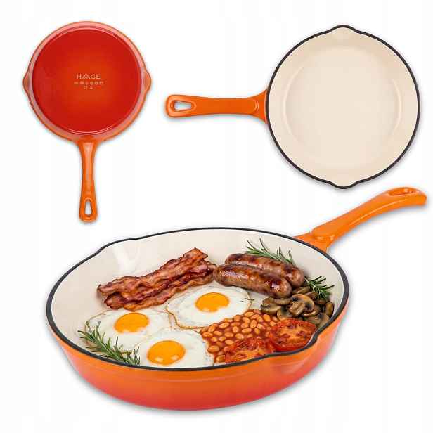 Smaltovaná Litinová Pánev 20 cm Plyn/indukce Trouba Oranžová