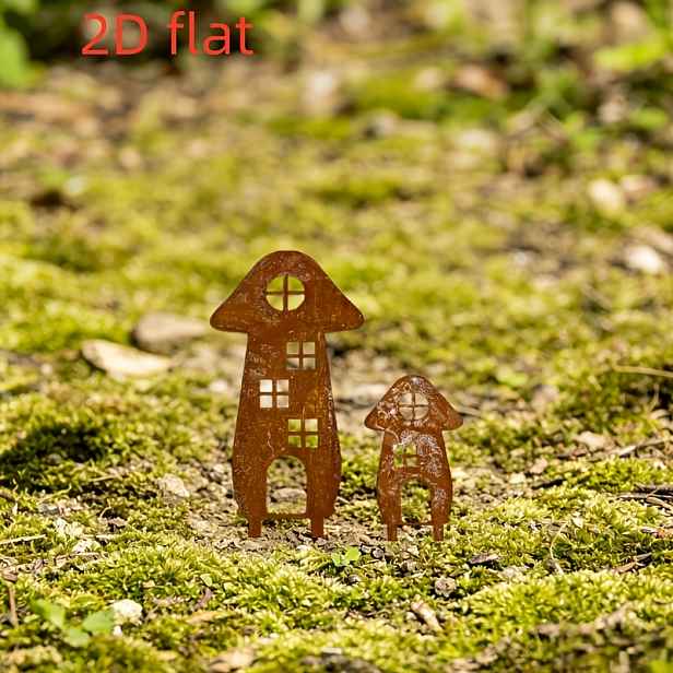TEMU 【2D Plochý】 [2D Plochý] Zahrada, Trávník a Rostlinná výroba > Venkovní dekorace > Sada 2 kusů Rostoucí akrylové houbové domečky, zahradní