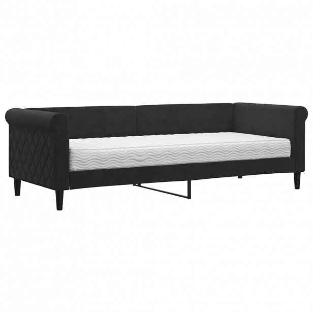 vidaXL Válenda s matrací černá 80 x 200 cm samet