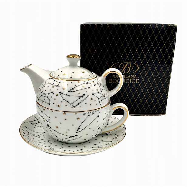 Sada Tea For One Šálek Konvice 300 ml Zodiac White Bogucice