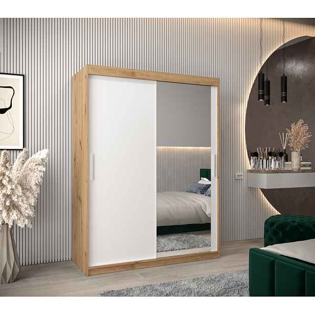 Šatní skříň Abi T2 Barva korpusu: Dub artisan, Rozměry: 150 cm, Dveře: Bílá