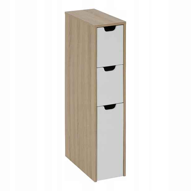Úzká Modulární Skříňka Mdf Se 3 Zásuvkami 40 X 18 X 80 CM Béžová