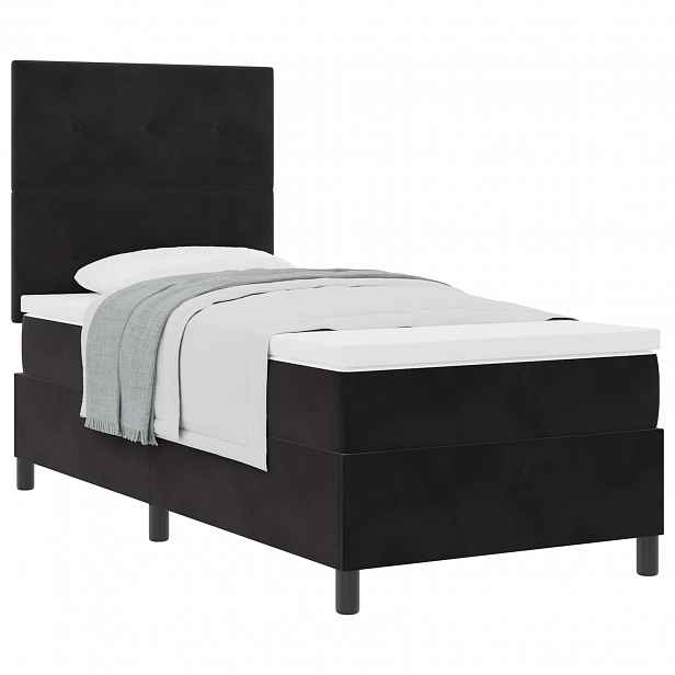vidaXL Postel s boxspringem s čelo Černý 80 x 200 cm samet