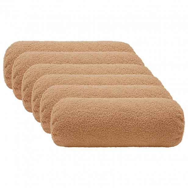vidaXL Povlak na polštář 6 pcs HEERLEN Béžová Ø 15 x 40 cm Bouclé