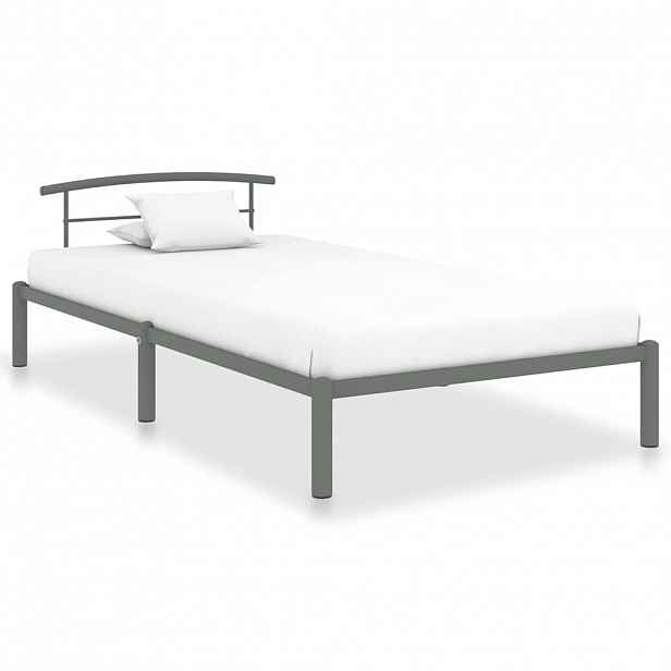 vidaXL Rám postele šedý kov 90 x 200 cm