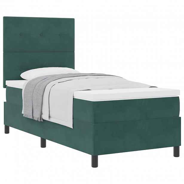 vidaXL Postel s boxspringem s čelo Tmavě zelená 80 x 200 cm samet
