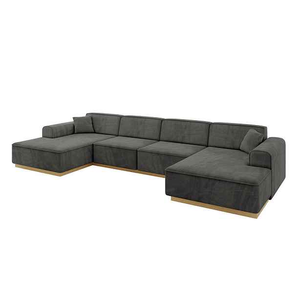 ALTDECOR SEDACÍ SOUPRAVA ve tvaru U IREA-U2-v2 386x165x80 Tmavě šedá Velur