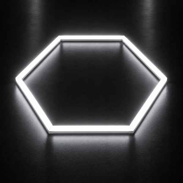 Bílý stropní Led panel 42W Hexagon 1 92x79 Cm myčka studio 6500K