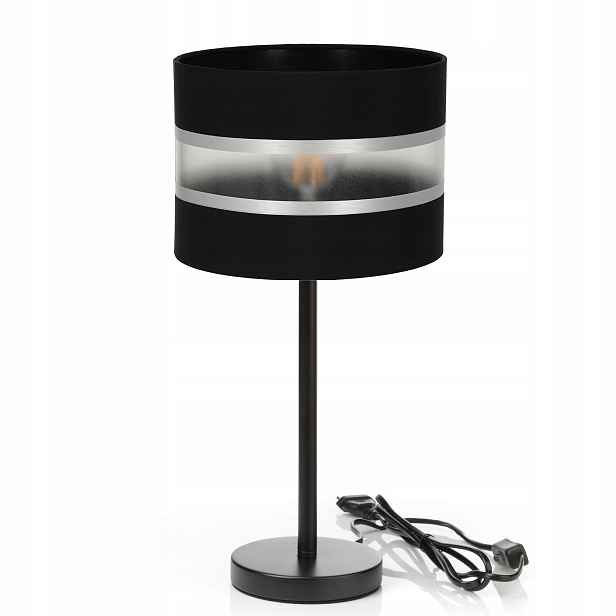 Noční Lampa Stolní Stínidlo Černá Stříbrná Polská Led Lampička E27