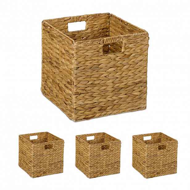 Relaxdays KOŠ Přírodní 4dílný-set vodní hyacint 30x30x30 cm