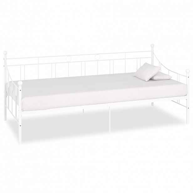 vidaXL Rám denní postele bílý kov 90 x 200 cm