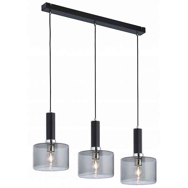 Závěsná lampa Vanes Stříbrná Kouřová Skleněná Stínidla 3xE27 Stropní Svítidlo Dům