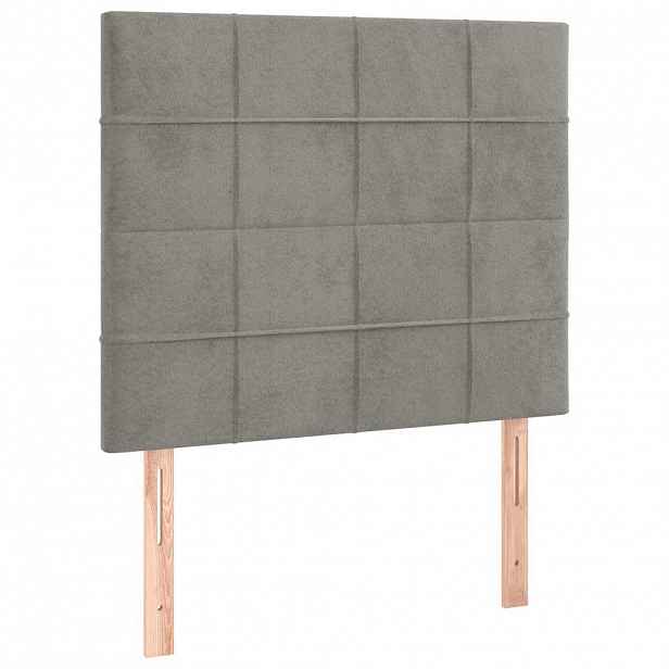 vidaXL Čelo postele světle šedé 80x5x118/128 cm sametové