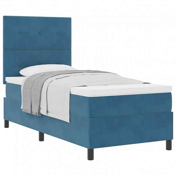 vidaXL Postel s boxspringem s čelo Tmavě modrá 80 x 200 cm samet