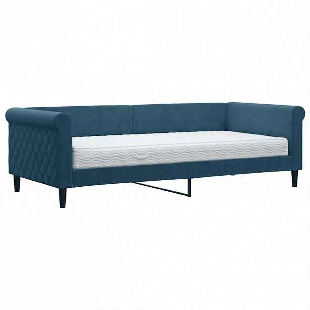 vidaXL Válenda s matrací modrá 90 x 200 cm samet