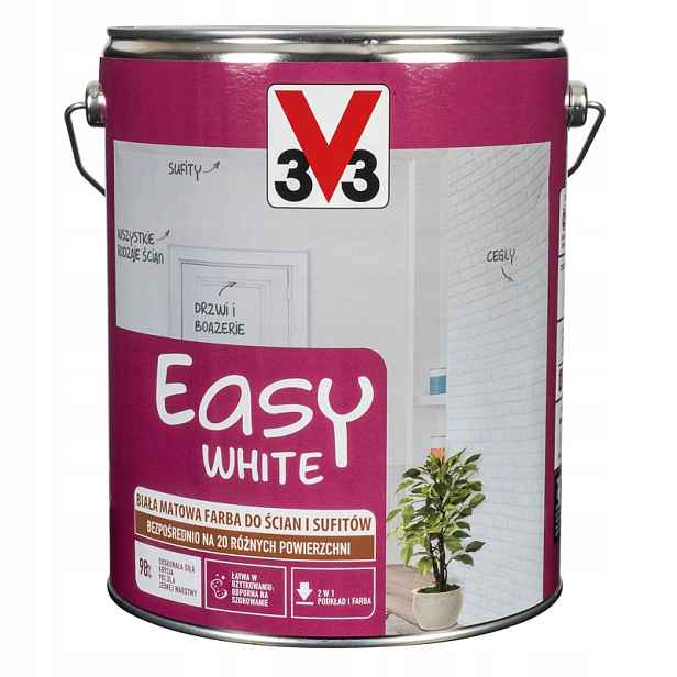 Barva akrylová barva V33 5 l Bílý mat Easy White